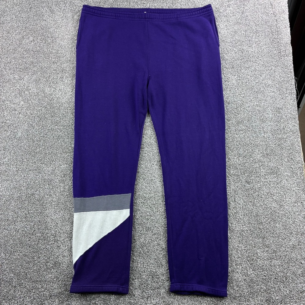 Vintage Purple Sweatpants Mens XL Purple Acrylic Cotton Colorblock Geometric